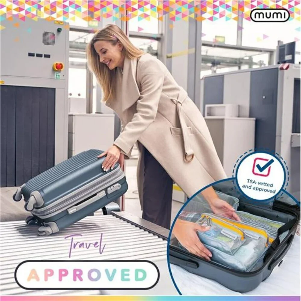 Mumi Clear Travel Toiletry Bag Set Waterproof Makeup Organizer TSA Approved